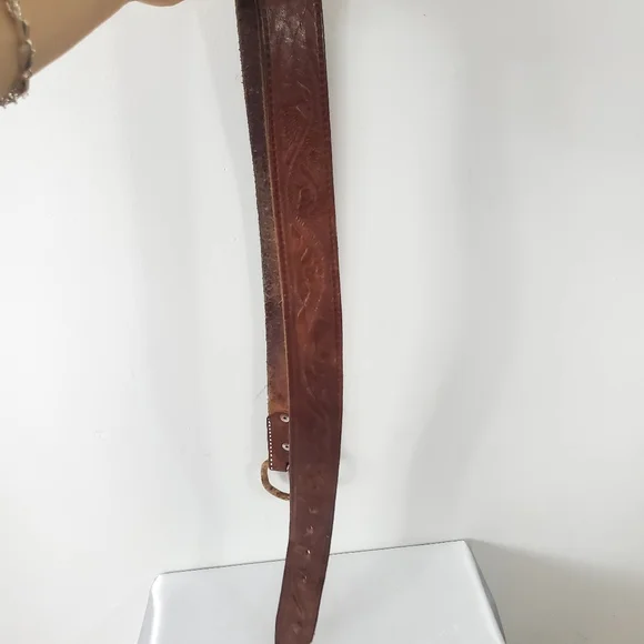 Vintage Men's Brown Western Leather Belt - Picture 9 of 11